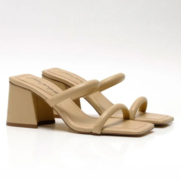 FREE PEOPLE Parker Double Strap Tan Block Heel Sandals Shoes Size 39.5 or 9US - Picture 2 of 12